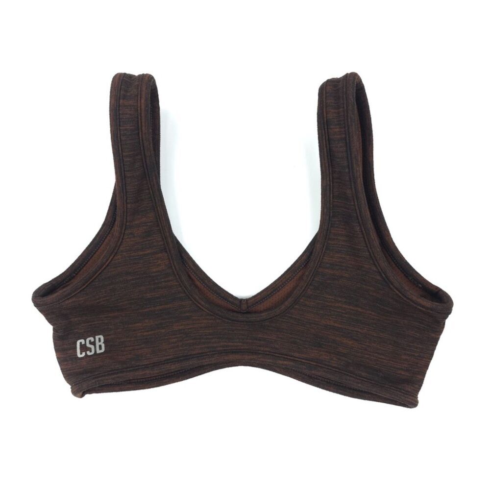 CSB Serenity Isla Crop Espresso Brown Sports Bra Clean Girl Athleisure Sporty XS